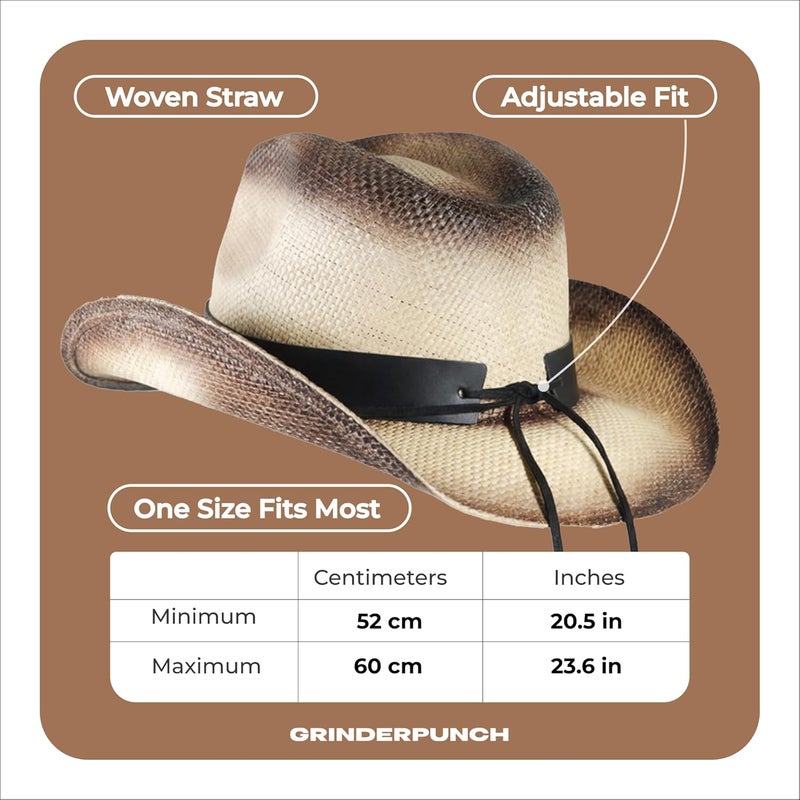 grinderPUNCH Western Outback Cowboy Hat Men's Women's Style Classic Straw Western Cowgirl Hat - Image 5